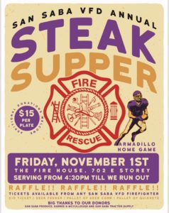SSVFD Steak Supper @ SSVFD Fire House | San Saba | Texas | United States