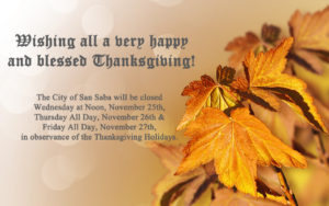 City Hall Closed at Noon Thanksgiving Holidays @ City of San Saba | San Saba | Texas | United States